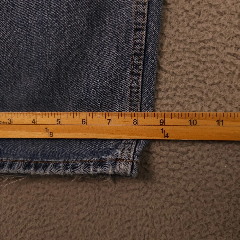 Levis 505 Jeans Mens 36x32 Blue Regular Fit Straight Distressed Workwear Grunge